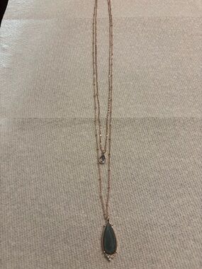 LC Lauren Conrad Green/Blue Teardrop Pendant Necklace with Crystal Accents